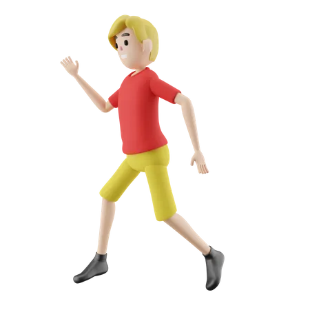 Boy Running  3D Illustration