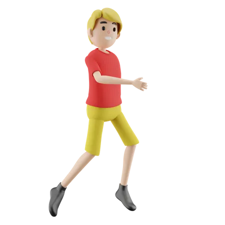 Boy Running  3D Illustration
