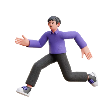 Boy running fast  3D Illustration