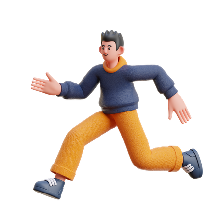 Boy running fast  3D Illustration