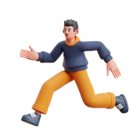 Boy running fast  3D Illustration