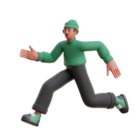 Boy running fast 3D Illustration