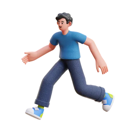 Boy running fast 3D Illustration