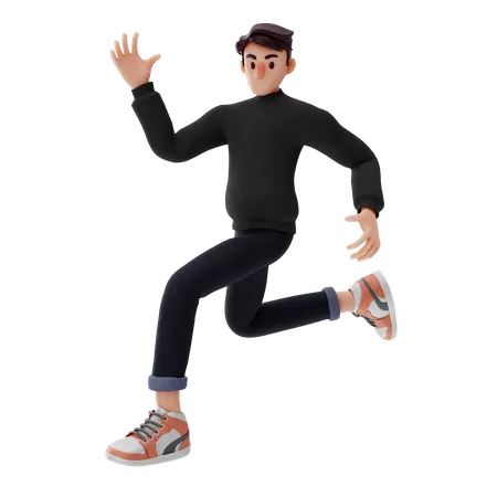 Boy running fast  3D Illustration