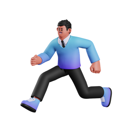 Boy Running Pose  3D Illustration