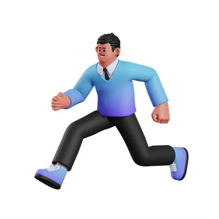 Boy Running Pose  3D Illustration