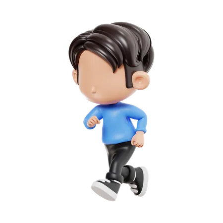 Boy Running Pose  3D Illustration