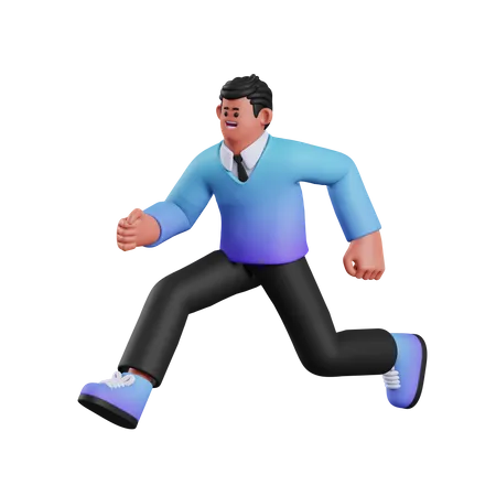 Boy Running Pose 3D Illustration