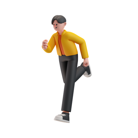 Boy Running Pose 3D Illustration