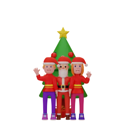 Boy Say Hello and Doing Christmas Celebration  3D Illustration