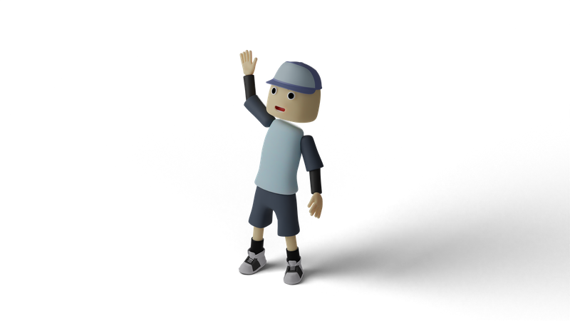 Boy Say Hello Gesture  3D Illustration