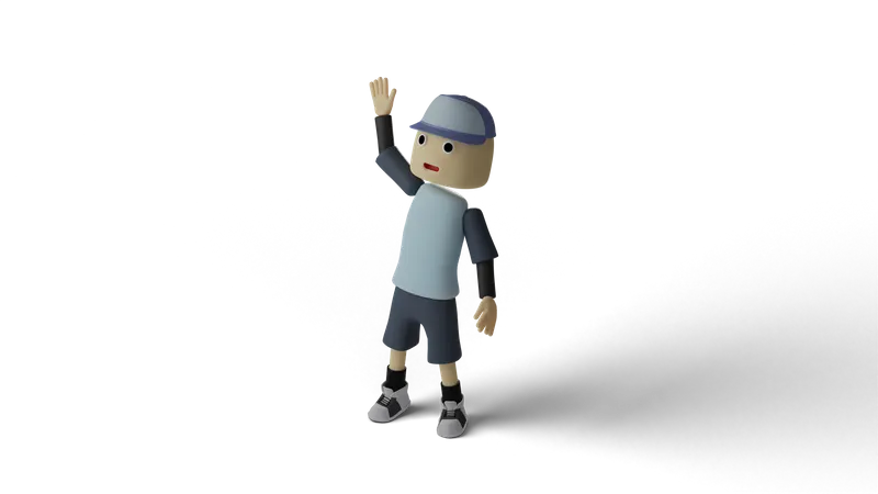 Boy Say Hello Gesture  3D Illustration