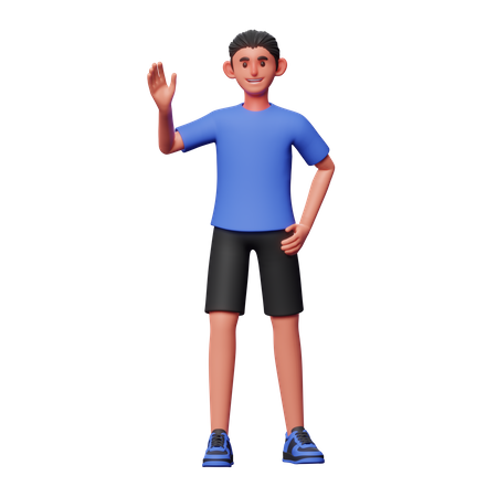 Boy Say Hi  3D Illustration