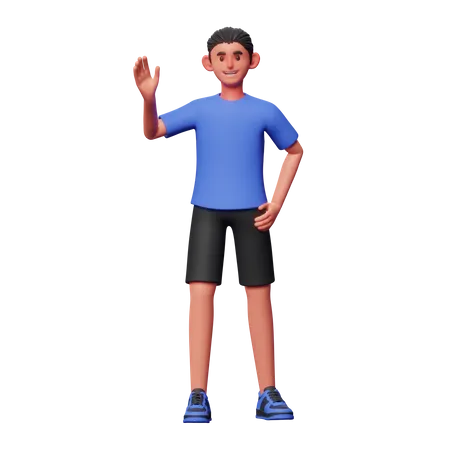 Boy Say Hi  3D Illustration