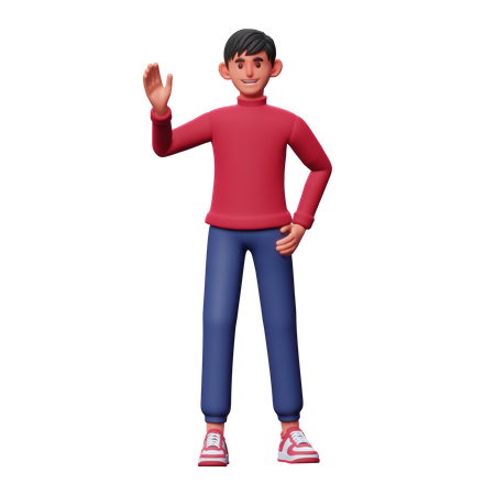 Boy Say Hi  3D Illustration