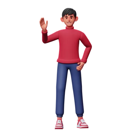 Boy Say Hi  3D Illustration