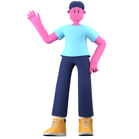 Boy saying hello  3D Illustration