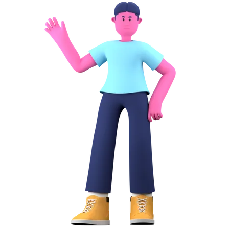 Boy saying hello  3D Illustration