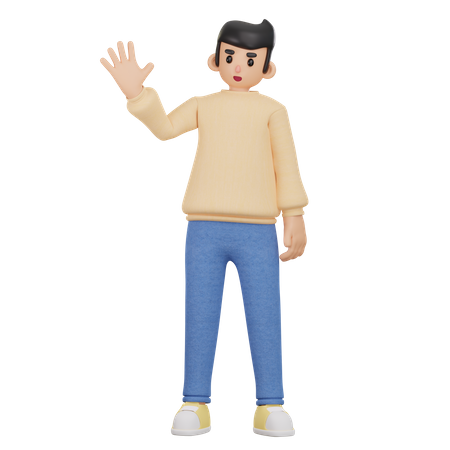 Boy Saying Hello  3D Illustration