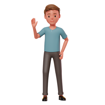 Boy Saying Hello  3D Illustration