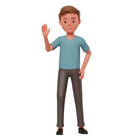 Boy Saying Hello  3D Illustration