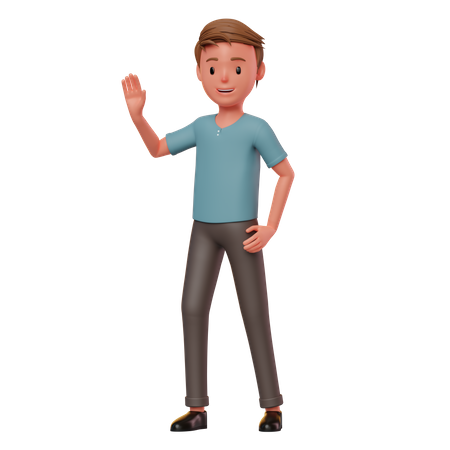 Boy Saying Hello  3D Illustration