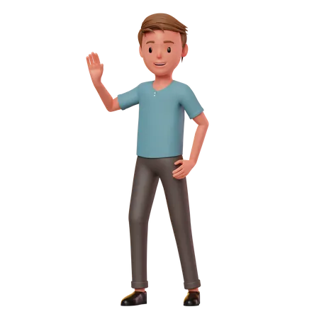 Boy Saying Hello  3D Illustration