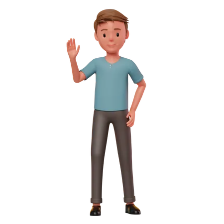 Boy Saying Hello 3D Illustration