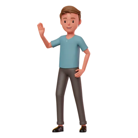 Boy Saying Hello 3D Illustration