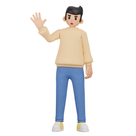 Boy Saying Hello  3D Illustration