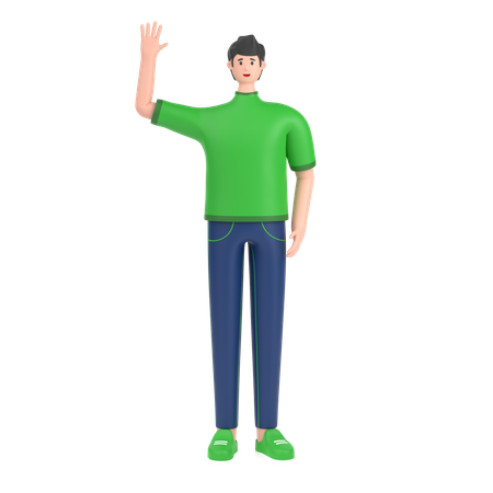 Boy saying hello with waving hand  3D Illustration