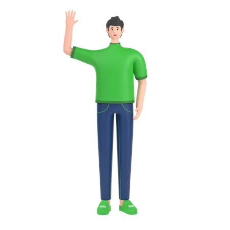 Boy saying hello with waving hand  3D Illustration