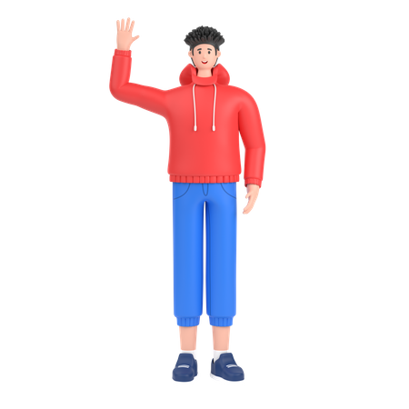 Boy saying hello with waving hand  3D Illustration