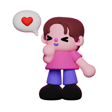 Boy says i love you  3D Illustration