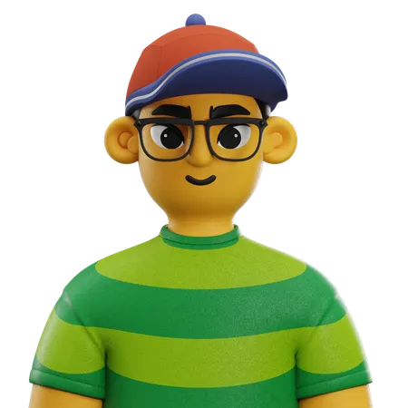 Boy Short Hair with Hat  3D Icon