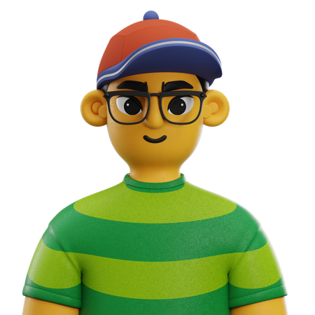 Boy Short Hair with Hat  3D Icon