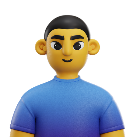 Boy Short Hair with T-shirt  3D Icon
