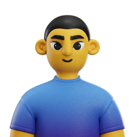 Boy Short Hair with T-shirt  3D Icon