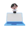 Boy showing blank laptop screen