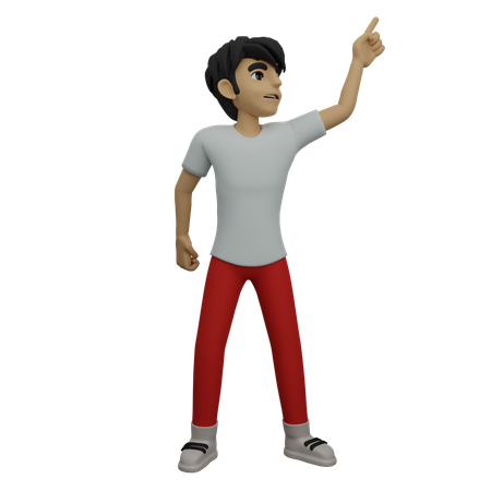 Boy showing direction  3D Illustration