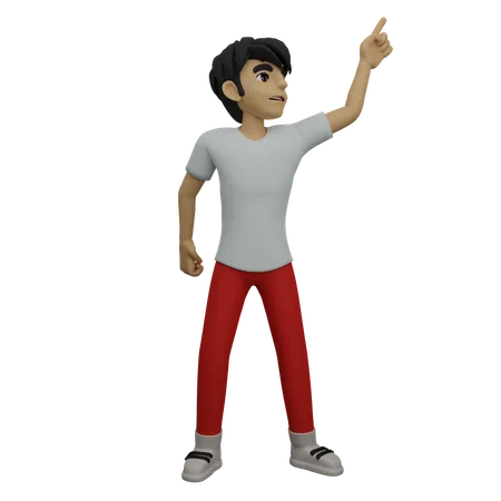 Boy showing direction  3D Illustration