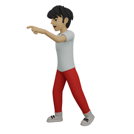 Boy showing direction  3D Illustration