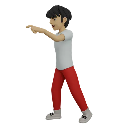 Boy showing direction  3D Illustration