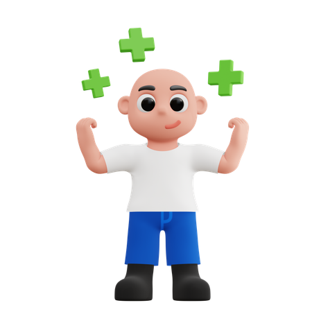 Boy Showing Health And Strength  3D Icon