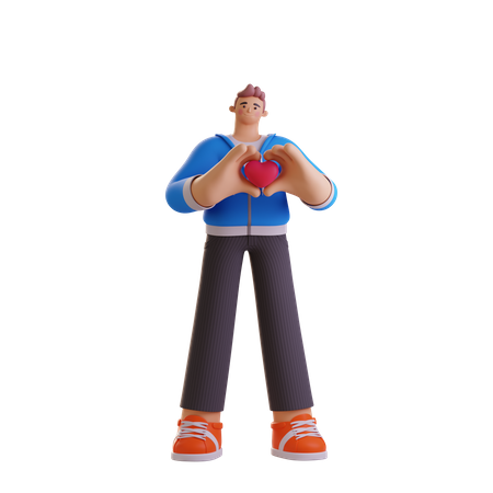 Boy showing heart gesture  3D Icon