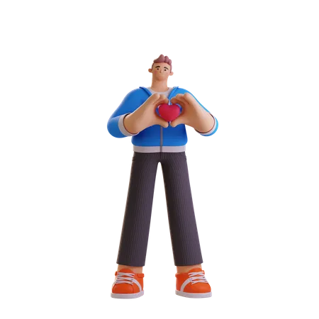 Boy showing heart gesture  3D Illustration