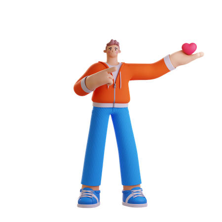 Boy showing heart on hand  3D Icon