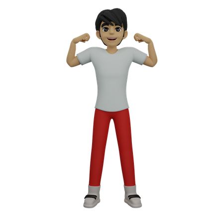 Boy showing his strength  3D Icon