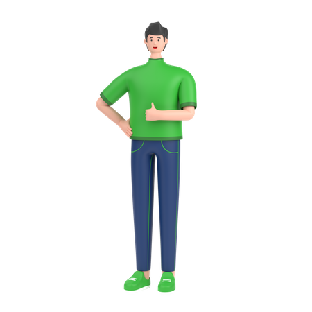 Boy showing like hand gesture  3D Illustration