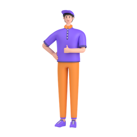 Boy showing like hand gesture  3D Illustration